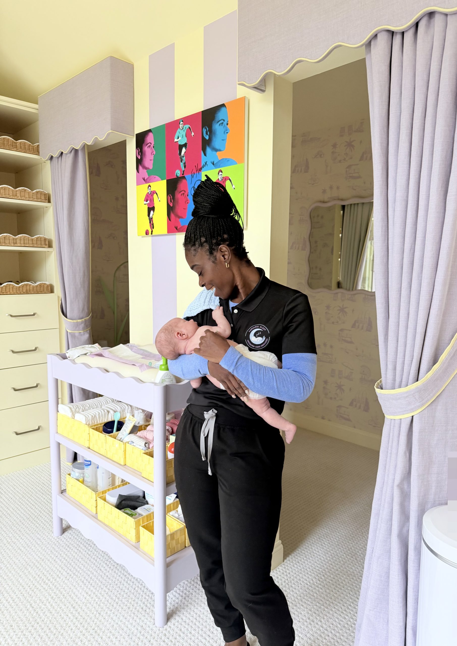 Kim Morgan Smart caring for a newborn